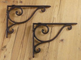 2 Antique Style Shelf Brace Wall Bracket Cast Iron Brackets Corbels Plant Hook - $23.99