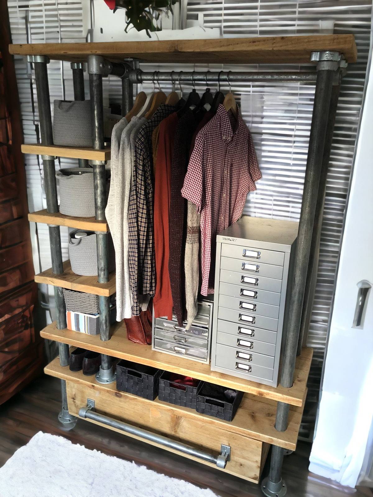 Industrial Open Wardrobe with Drawers | Reclaimed Scaffolding| THE TALLINN Item image 3