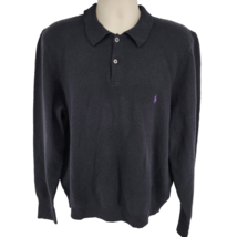Polo Ralph Lauren Lambs Wool Collared Long Sleeve Polo Men's Sweater Sz XL Black - £31.50 GBP