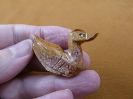 (Y-DUC-21) red DUCK bird stone soapstone CARVING PERU I love water fowl ... - $8.59