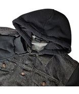 Original Deluxe Supply Men&#39;s Denim Hoodie Jacket Black Jean Coat Lg Stre... - $55.73 CAD
