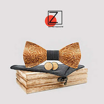 Elegant 3D Carved Maple Wood Bow Tie for Men - $29.99+