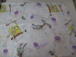 Vtg 2001 SpongeBob SquarePants Twin Flat Sheet Plankton Squidward Nickelodeon  - £11.73 GBP