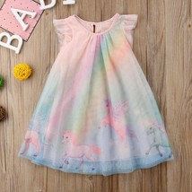 NEW Girls Unicorn Glitter Unicorn Rainbow Sleeveless Dress 18M 2T 3T 4T 5T 6 7 - £3.92 GBP+