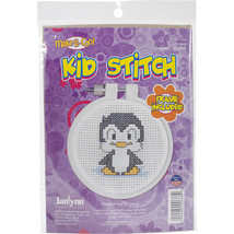 Janlynn/Kid Stitch Mini Counted Cross Stitch Kit 3&quot; Round-Penguin (11 Count) - £10.34 GBP