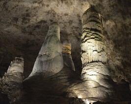 Stalactite and stalagmite formations inside Carlsbad Caverns Photo Print - $8.99