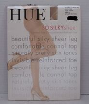 HUE Silky Sheer Pantyhose Control Top Reinforced Toe Size 4 Natural Styl... - $9.85