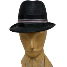 VTG Mens Wormser Imperial Black Straw Fedora Hat 6 7/8 Mint 1960s - $69.50