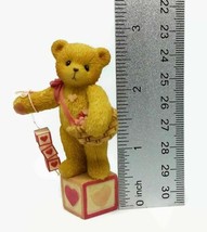 Cherished Teddies Bear 1996 Heart Bear On Wooden Blocks - £8.22 GBP