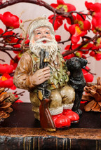 Hunter Santa Claus W/ Rifle And Black Dog Christmas Tree Hanging Ornamen... - $19.99