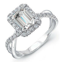 14K White Gold Finish 1.5 Ct Emerald Simulated Diamond Solitaire Engagement Ring - £58.73 GBP