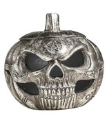 Alchemy Gothic Pumpkin Skull Pot Trinket Box Lid Halloween Silver Resin ... - £25.14 GBP