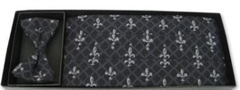 Mardi Gras Fleur de Lis Grid Cummerbund and Bowtie - £61.80 GBP