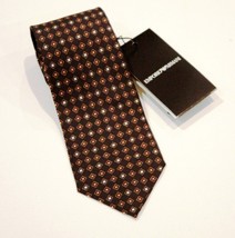 EMPORIO ARMANI 100% Silk BROWN Printed SUIT TIE Neckwear MADE IN ITALY $155 - $153.86