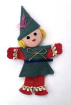 Vintage Handmade Christmas Elf Pixie Magnet Felt and Trim Colorful &amp; Cute 5&quot; - £8.01 GBP
