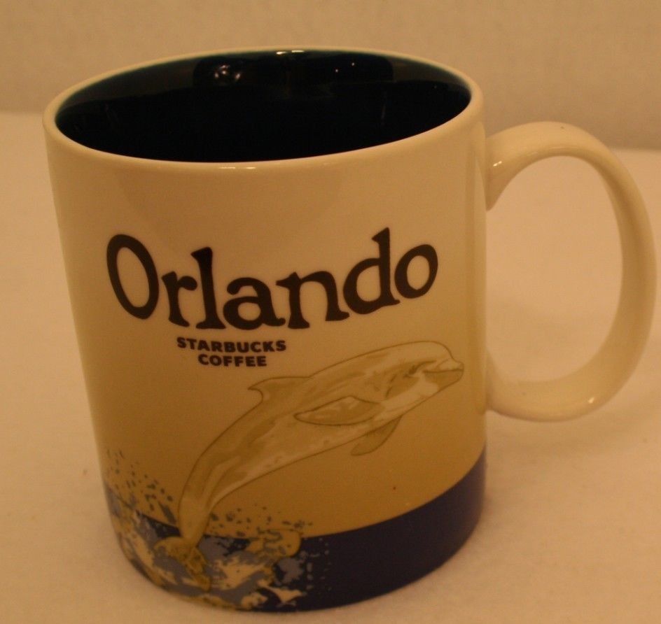 Starbucks Orlando 2010 Collector Series Cityscape Dolphin Coffee Mug 16 oz Blue - $49.95