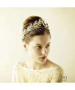 Gold Leaf Crown Wedding Tiara, Gold Bridal Crown With Pearls, Bridal Gol... - $1,045.18 MXN