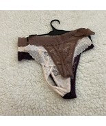 New Carrie Amber Intimates Women&#39;s 3 Pack Lace Thong Ivory Mauve Wine Si... - $16.41 CAD