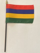 New Mauritius Mini Desk Flag - Black Wood Stick Gold Top 4” X 6” - $5.00