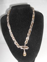 Brighton Link Necklace 2 Tone Gold and Silver Tone Etched Links Retired ... - $46.75