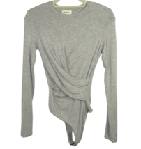 L&#39;Agence Women&#39;s Size Small Gray Shirred Long Sleeve Thong Bodysuit Snap... - $125.00
