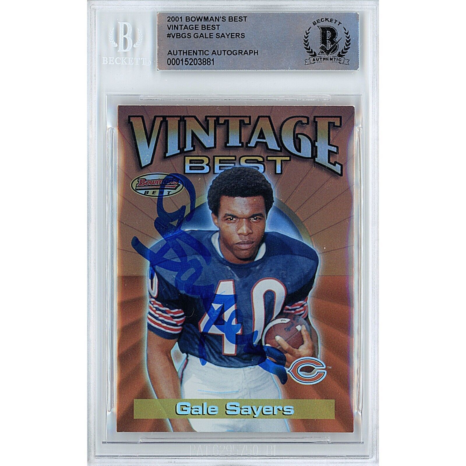 Primary image for Gale Sayers Chicago Bears Auto 2001 Bowman Best Signed On-Card Beckett Autograph
