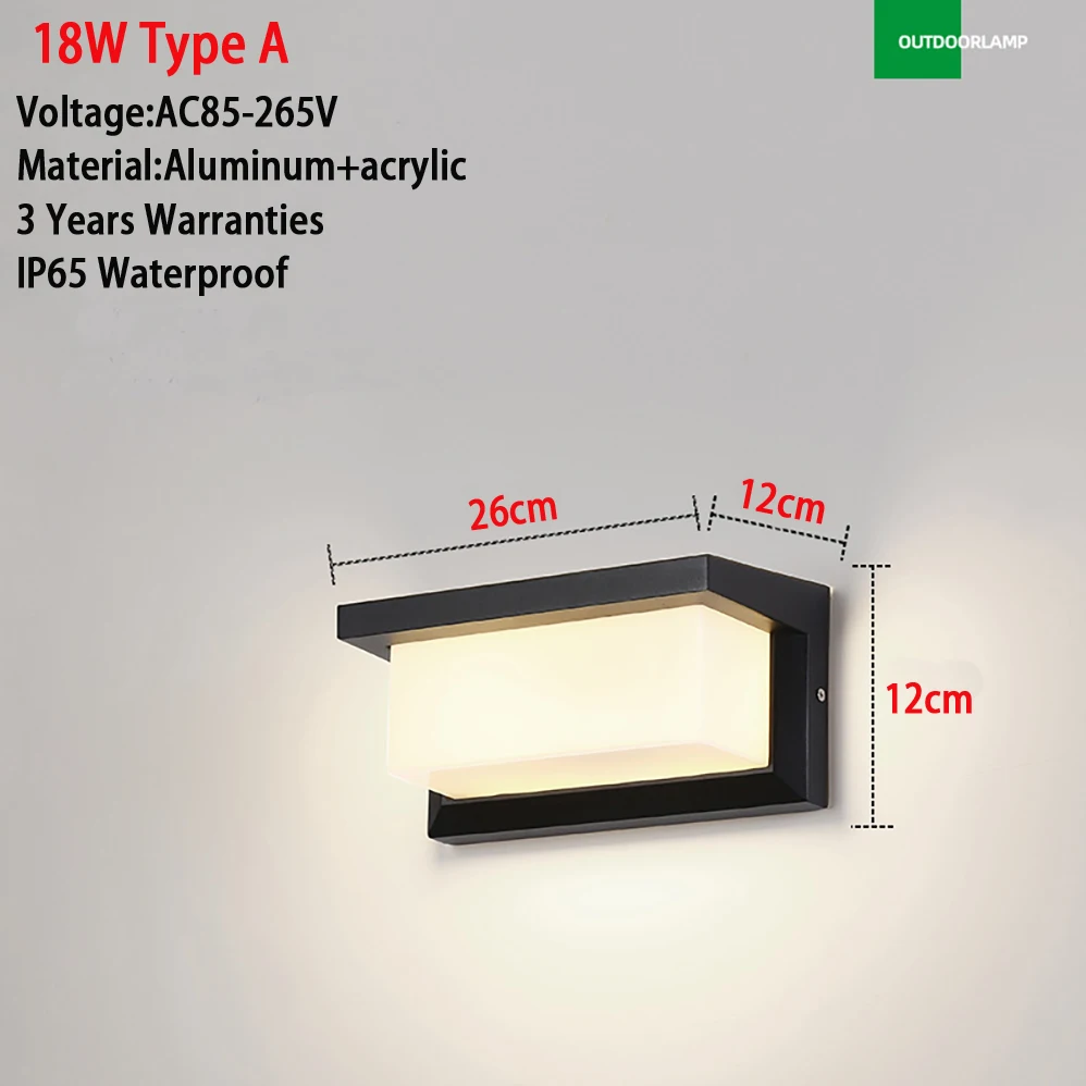 AC85-265V 12W 18W 24W LED Wall Lamp Indoor and Outdoor Modern Minimalist Style I - £165.42 GBP