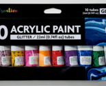 Flomo Creative 10 Acrylic Paint Glitter Tubes Brush Included - £17.39 GBP