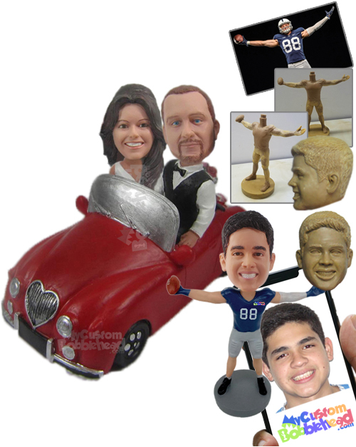 Primary image for Personalized Bobblehead Lovely Couple In Classic Convertible Car - Motor Vehicle