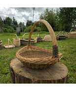 Two-Tone Wicker Flower Basket | High Handle Willow Trug for Gathering  - $175.55 CAD