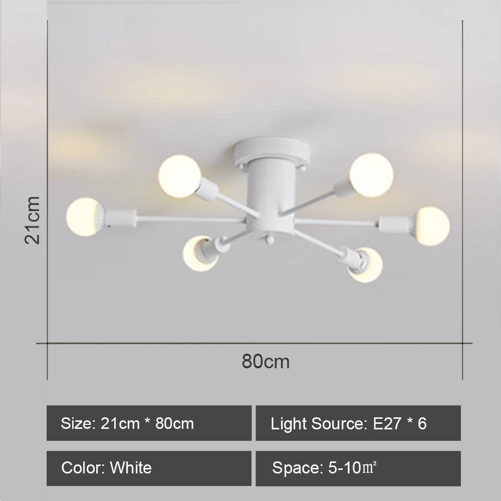 Multiple Rod Wrought  Ceiling Light  Industrial Loft  Sputnik Chandelier Lamp fo - £188.22 GBP