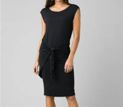 New Womens NWT PrAna L Black Dress Foundation Tie Soft Cap Sleeves Tencel Modal - £99.56 GBP