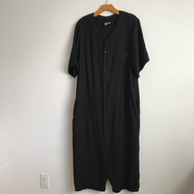 Oak NYC Jumpsuit 2 Black Oversized Button Down Short Sleeve Pockets Urban - $54.70