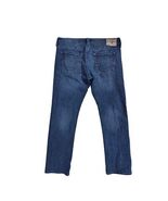 True Religion Ricky Relaxed Straight Blue Jeans Red Stitch Sz 40x33 - $89.10
