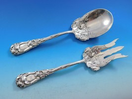 New Art by Durgin Sterling Silver Salad Serving Set with Irises 9 1/2&quot; Vintage - £2,024.23 GBP