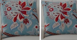 2 Pottery Barn Adelio Pillow Covers Red White Blue Embroidered - $99.00