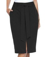 Womens Skirt Apt 9 Black Pencil Sleek Midi Sash Front Belt Slit-size 14 - £19.55 GBP
