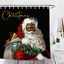 Wencal Black Santa Claus Christmas Shower Curtain Merry Xmas Holiday Bathroom De - £21.23 GBP