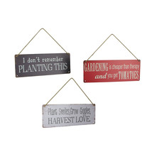 Set of 3 Red Black White Metal Rustic Hanging Garden Signs Outdoor Home Decor - £15.49 GBP
