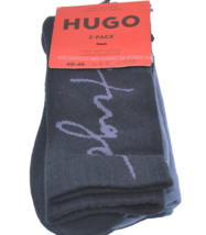 Hugo Hugo Boss 2 pack Men&#39;s Blue Logo Finest Cotton Socks  One Size 7-13 - £29.37 GBP