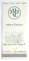 Ridge Country Club - Chicago, Illinois 30 Stick Matchbook Cover Matchcover IL - £1.39 GBP