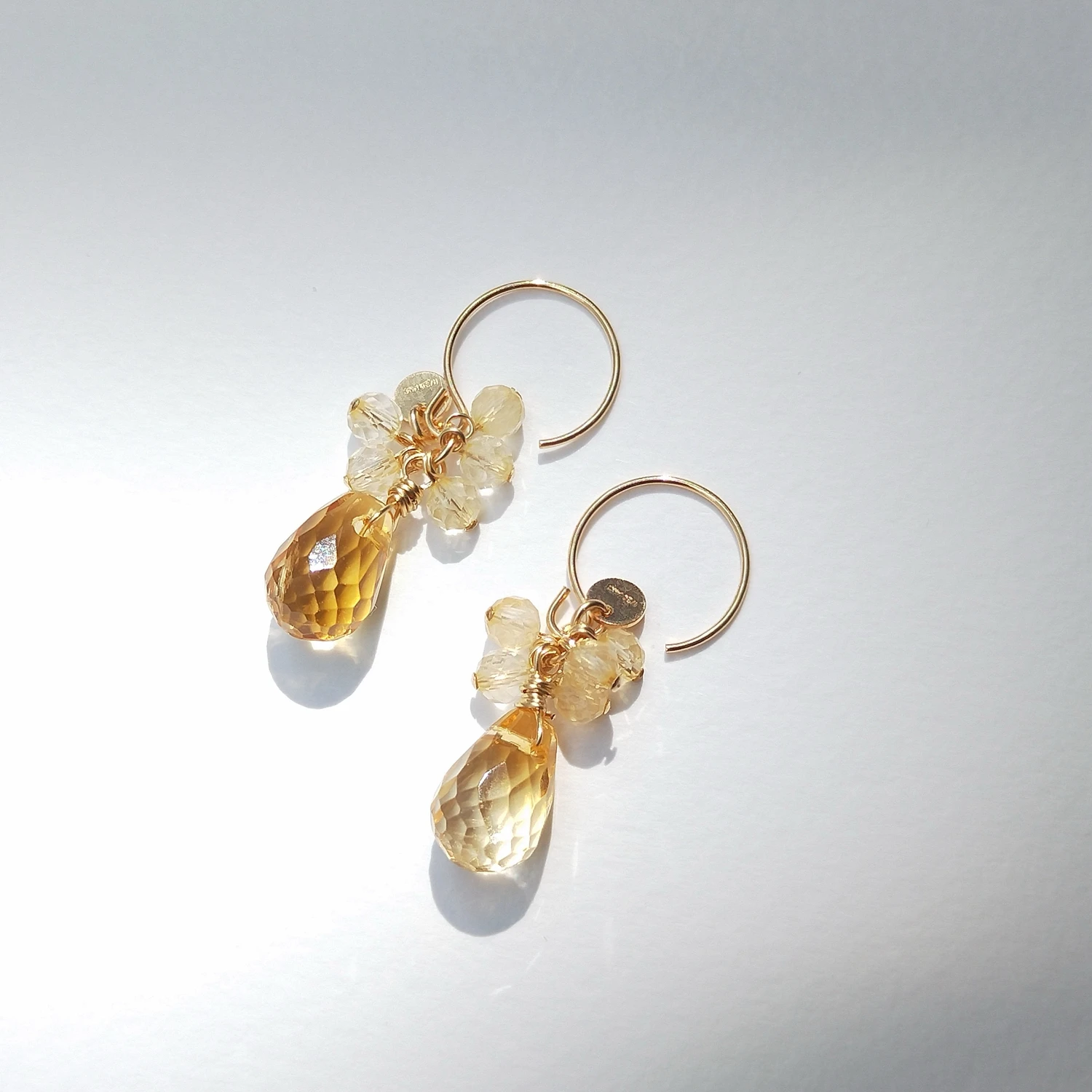 Natural Citrine American Gold Filled Earrings Real Gemstone Handmade Jew... - £53.18 GBP