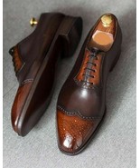 Handmade Men&#39;s two tone brown leather formal lace up shoes leather oxfor... - $3,080.09 MXN+