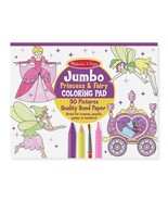 Melissa Doug Jumbo Princess &amp; Fairy Coloring Pad 50 Pictures Quality Bon... - £7.77 GBP