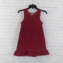 LL Bean Dress Girls 8 Red Corduroy Sleeveless Ruffle Hem Jumper - £15.64 GBP