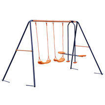 Outdoor Child Swing Slider Set Garden With 2 Swings And 1 Glider Backyar... - £131.40 GBP