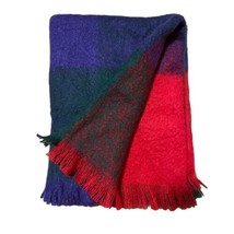 Foxford Mohair Blanket Scarf Throw Multicolor Colorblock Red Green Purpl... - $79.19