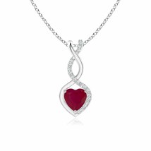 ANGARA 5mm Ruby Infinity Heart Pendant with Diamonds for Women, Girls in Silver - £218.27 GBP