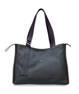 Bruno Rossi Italian Made Dark Green Calf Leather Large Carryall Tote Han... - $6,360.96 MXN