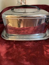 Vintage Lincoln Beautyware Chrome Cake Carrier Locking Lid - 1960s Kitchenware - £27.69 GBP